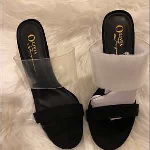 Heels black and clear new not used size 7